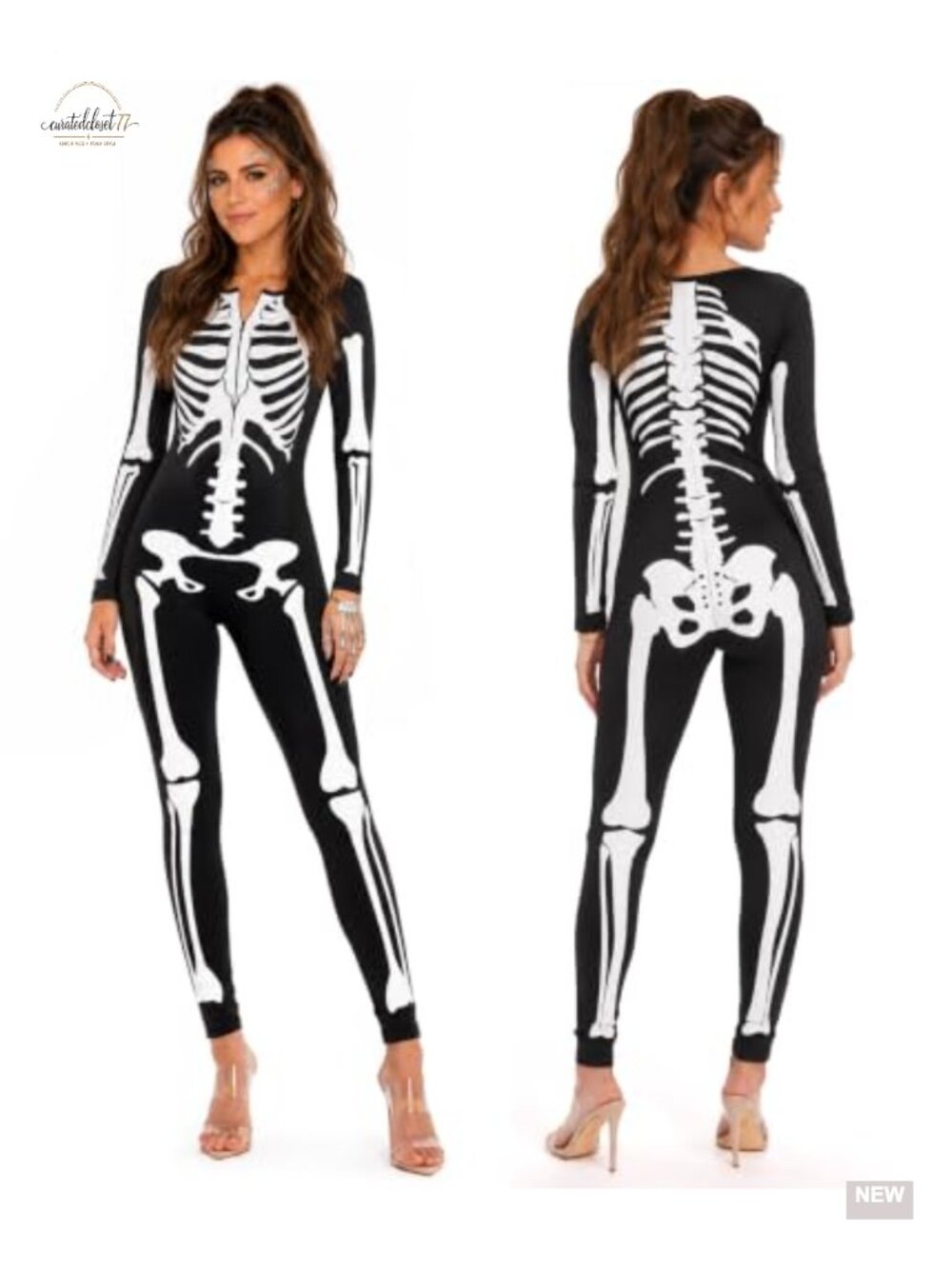 Skeleton Bodysuit One Piece Halloween Costume Stretch Women